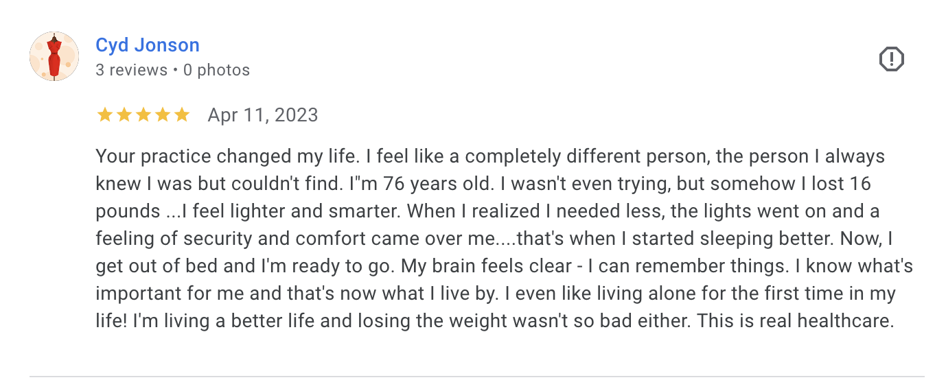Google review from Cyd Jonson