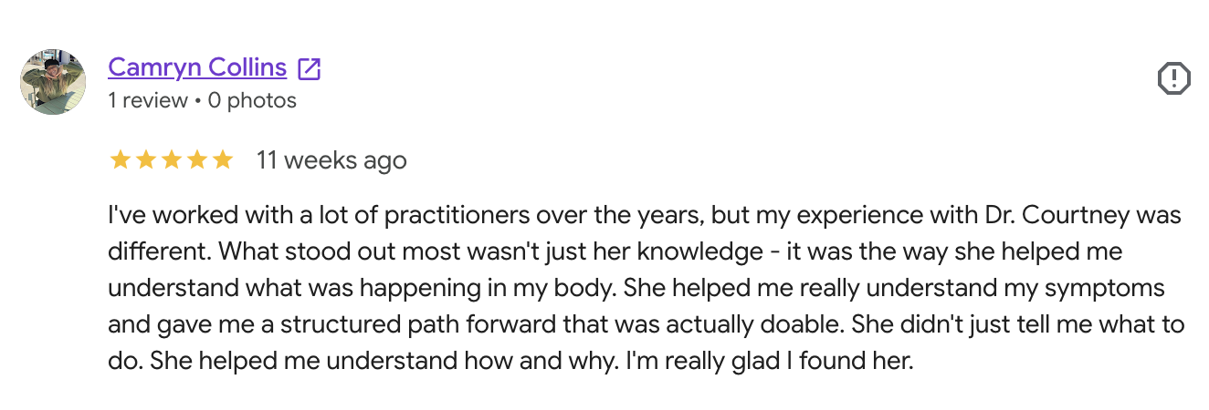 Google review from Camryn Collins