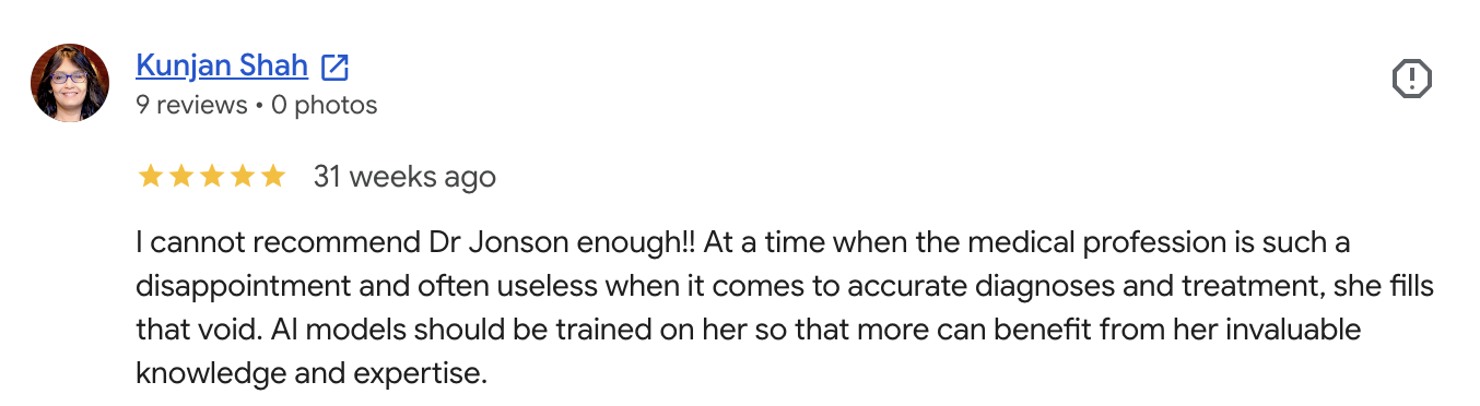 Google review from Kunjan Shah