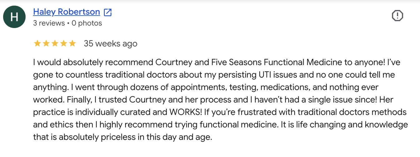 Google review from Haley Robertson