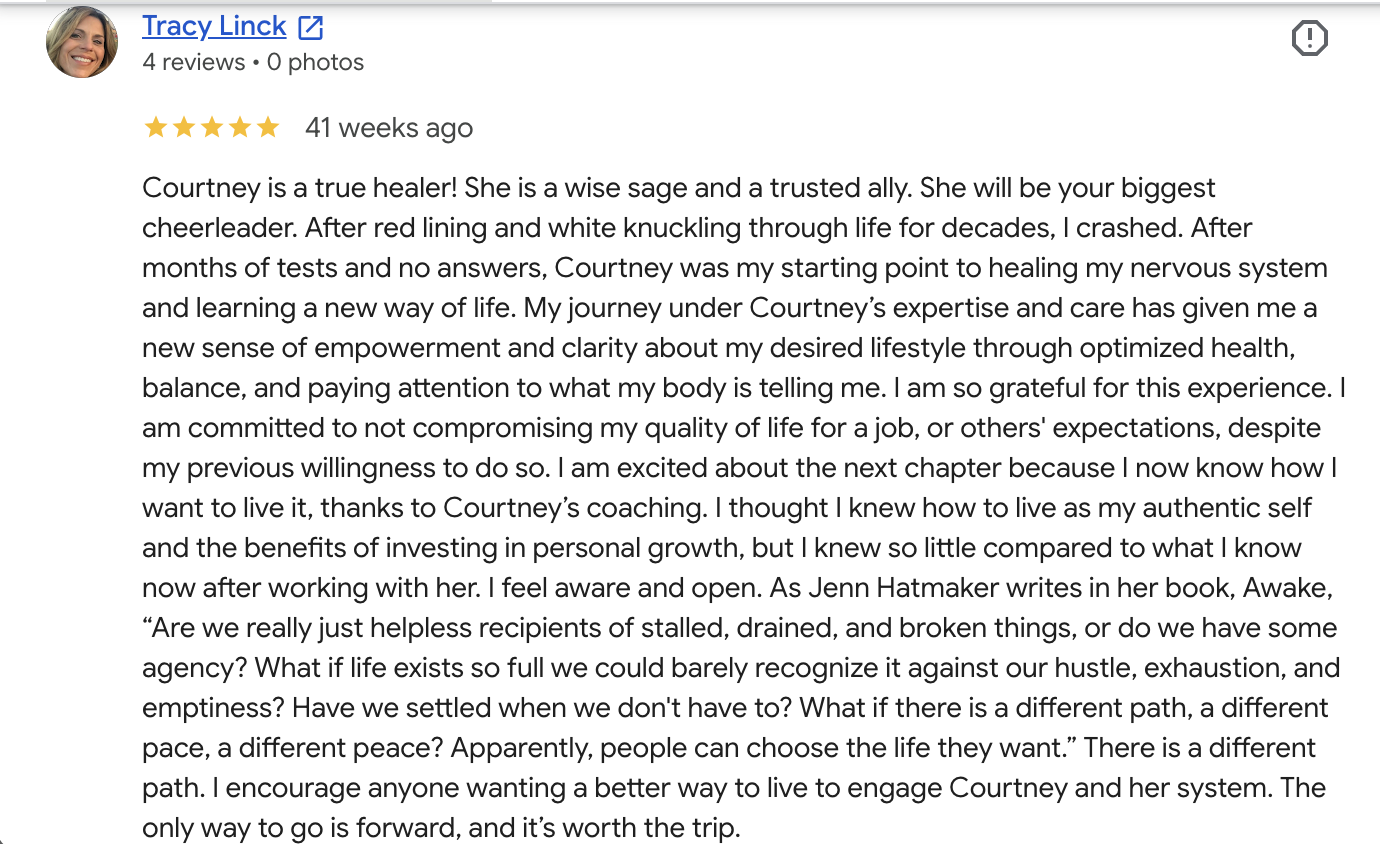 Google review from Tracy Linck