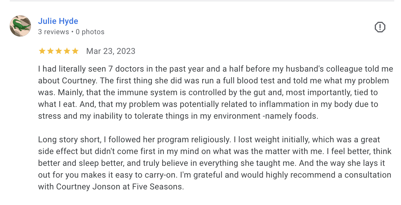 Google review from Julie Hyde